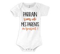 Planetee Body bébé Parrain viens vite mes Parents m'épuisent Humour Naissance Cadeau Bébé Anniversaire Noël