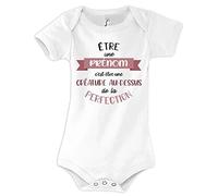 Planetee Body bébé personnalisable mignon perfection fille| Cadeau vêtement de naissance personnalisé pour nouveau né ou anniversaire 3 mois