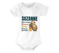 Planetee Body Bébé Suzanne | Coton Peigné Boutons Pression à l'Entrejambe 3-6 mois à 18-24 mois | Manches Courtes Fille Garçon Mixte | Cadeau Naissance Baby Shower