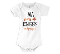 Planetee Body bébé Tata viens vite ton Frère m'épuise Humour Naissance Cadeau Bébé Anniversaire Noël