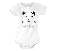 Planetee Body Louis Petit Chat d'Amour 3-6 mois | Bébé Garçon 100% Coton Manches Courtes Personnalisable Cadeau Naissance Nourrison Baby Shower