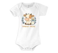 Planetee Body manches courtes Baby Love Loutre 6-12 mois | Emmanchure Américaine | Idée Cadeau Naissance & Baby Shower