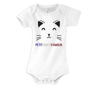 Planetee Body manches courtes Petit Chat d'Amour 18-24 mois | Emmanchure Américaine | Idée Cadeau Naissance & Baby Shower