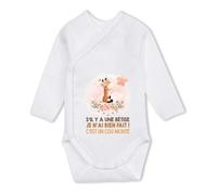 Planetee Body manches longues Cou Monté Girafe 3-6 mois | Body Croisé Naissance | Idée Cadeau Bébé & Baby Shower