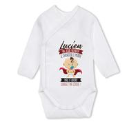 Planetee Body manches longues Lucien Changez Monde Humour 6-12 mois | Body Bébé Coton Ouverture Croisée Cadeau Naissance Nourrisson Baby Shower