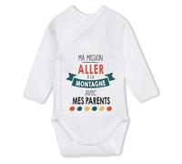 Planetee Body manches longues Ma mission Montagne avec mes Parents 6-12 mois | Body Bébé Coton Ouverture Croisée Cadeau Naissance Nourrisson Baby Shower