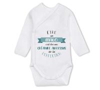 Planetee Body manches longues Malo Bébé parfait 6-12 mois | Body Bébé Garçon Coton Ouverture Croisée Cadeau Naissance Nourrisson Baby Shower