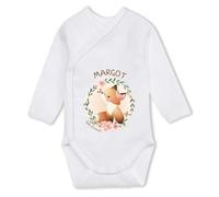 Planetee Body manches longues Margot Bébé d'amour Renard 6-12 mois | Body Bébé Fille Coton Ouverture Croisée Cadeau Naissance Nourrisson Baby Shower