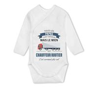 Planetee Body manches longues Papa Chauffeur Routier 6-12 mois | Body Bébé Fille ou Garçon Coton Ouverture Croisée Cadeau Naissance Nourrisson Baby Shower