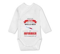Planetee Body manches longues Papa Infirmier 6-12 mois | Body Bébé Fille ou Garçon Coton Ouverture Croisée Cadeau Naissance Nourrisson Baby Shower