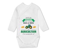 Planetee Body manches longues Parrain Agriculteur 6-12 mois | Body Bébé Fille ou Garçon Coton Ouverture Croisée Cadeau Naissance Nourrisson Baby Shower