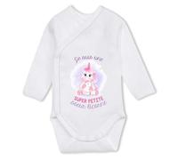 Planetee Body manches longues Petite Sœur Famille Licorne 6-12 mois | Body Bébé Coton Ouverture Croisée Cadeau Naissance Nourrisson Baby Shower