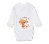 Planetee Body manches longues Princesse écureuil 6-12 mois | Body Croisé Naissance | Idée Cadeau Bébé & Baby Shower