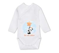 Planetee Body manches longues Roi des calins Panda 3-6 mois | Body Croisé Naissance | Idée Cadeau Bébé & Baby Shower