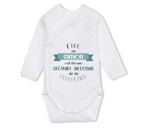 Planetee Body manches longues Simon Bébé parfait 6-12 mois | Body Bébé Garçon Coton Ouverture Croisée Cadeau Naissance Nourrisson Baby Shower