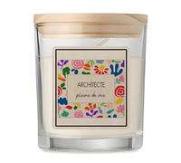 Planetee Bougie Parfumée Vanille Architecte Pleine de vie Design style Pop Art Vintage- Pot Verre Couvercle Bambou Décoration Maison Idée Cadeau Originale Femme Maman Anniversaire Noël