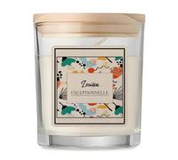 Planetee Bougie Parfumée Vanille Louise Exceptionnelle design abstrait - Pot Verre Couvercle Bambou Décoration Maison Idée Cadeau Originale Femme Maman Anniversaire Noël