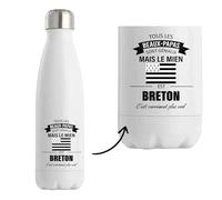 Planetee Bouteille isotherme Beau-Papa Breton | Gourde Originale Cadeau Anniversaire Noël Humour fête des pères