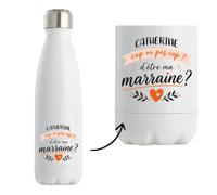 Planetee Bouteille isotherme Catherine cap d'être ma marraine 2 Cadeau Annonce Grossesse