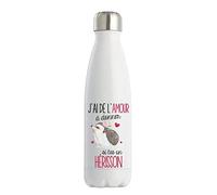 Planetee Bouteille isotherme herisson amour - Gourde conservation chaleur double paroi isolante et réutilisable - Idée cadeau originale et drôle
