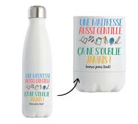 Planetee Bouteille isotherme Maitresse aussi gentille| Gourde Originale Cadeau Remerciement fin d'Années Maitresse d'école Maternelle Professeur Institutrice Prof Noël