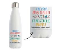 Planetee Bouteille isotherme Personnalisable Prof aussi gentille| Gourde Originale Cadeau Remerciement fin d'Années Maitresse d'école Maternelle Professeur Institutrice Prof Noël