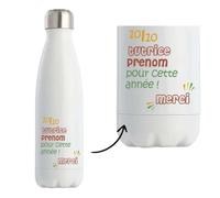 Planetee Bouteille isotherme Personnalisable Tutrice 10-10 pour cette année| Gourde Originale Cadeau Remerciement fin d'Années Atsem Maternelle Professeur Institutrice Prof Noël