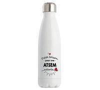 Planetee Bouteille isotherme Petite Boisson d'une Atsem adorée - Gourde Idée Cadeau Travail Boulot Métier Départ Retraite Collègue Femme Anniversaire Noël