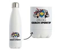Planetee Bouteille isotherme Super Coach sportif | Gourde Métier Collègue Cadeau Travail Boulot Départ Retraite