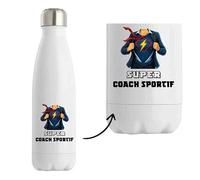 Planetee Bouteille Isotherme Super Coach Sportif - Gourde Originale Cadeau Anniversaire Noël Humour Fête des Mères
