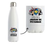 Planetee Bouteille isotherme Super Joueur de pétanque | Gourde Métier Collègue Cadeau Travail Boulot Départ Retraite