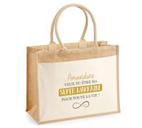 Planetee Cabas jute Amandine Marraine pour la vie Cadeau annonce Grossesse Surprise