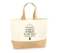 Planetee Cabas jute Annabelle Magie de noël Sapin - Sac de course - Secret santa Cadeau Noël Humour Insolite Collègue