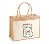 Planetee Cabas jute avec poche Anne-Sophie Magie de noël Rectangle - Sac de course - Secret santa Cadeau Noël Humour Insolite Collègue