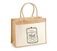Planetee Cabas jute avec poche Florence Magie de noël Rectangle - Sac de course - Secret santa Cadeau Noël Humour Insolite Collègue
