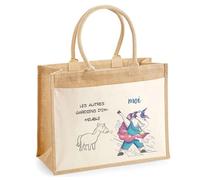 Planetee Cabas Jute avec poche Gardiens d'immeuble Les Autres vs Moi | Cadeau Anniversaire Femme Noël Fête des Mères Sac de Shopping avec grande pochette