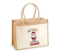 Planetee Cabas jute avec poche Gilbert Pas Touche Père Noël - Sac de course - Secret santa Cadeau Noël Humour Insolite Collègue