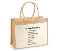 Planetee Cabas jute avec poche jardiner journée parfaite Cadeau Femme Homme, Anniversaire Noël, Maman Papa | Sac Shopping Courses
