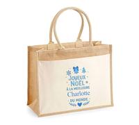 Planetee Cabas jute avec poche Joyeux noël à la meilleure Charlotte - Sac de course - Secret santa Cadeau Noël Humour Insolite Collègue