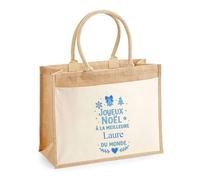 Planetee Cabas jute avec poche Joyeux noël à la meilleure Laure - Sac de course - Secret santa Cadeau Noël Humour Insolite Collègue