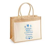 Planetee Cabas jute avec poche Joyeux noël à la meilleure Témoin - Sac de course - Secret santa Cadeau Noël Humour Insolite Collègue