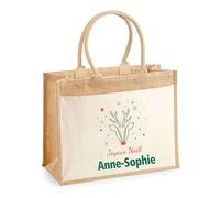 Planetee Cabas jute avec poche Joyeux noël Anne-Sophie Cerf - Sac de course - Secret santa Cadeau Noël Humour Insolite Collègue
