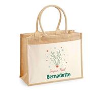 Planetee Cabas jute avec poche Joyeux noël Bernadette Cerf - Sac de course - Secret santa Cadeau Noël Humour Insolite Collègue