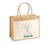 Planetee Cabas jute avec poche Joyeux noël Deborah Cerf - Sac de course - Secret santa Cadeau Noël Humour Insolite Collègue
