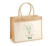 Planetee Cabas jute avec poche Joyeux noël Eva Cerf - Sac de course - Secret santa Cadeau Noël Humour Insolite Collègue