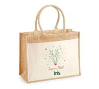 Planetee Cabas jute avec poche Joyeux noël Iris Cerf - Sac de course - Secret santa Cadeau Noël Humour Insolite Collègue