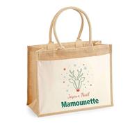 Planetee Cabas jute avec poche Joyeux noël Mamounette Cerf - Sac de course - Secret santa Cadeau Noël Humour Insolite Collègue