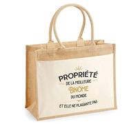 Planetee Cabas jute avec poche Propriété de la Meilleure Binôme Cadeau collègue femme, retraite secret santa | Sac shopping courses idée originale métier