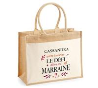 Planetee Cabas jute Cassandra Défi Marraine 1 Cadeau annonce Grossesse Surprise