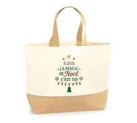 Planetee Cabas jute Edith Magie de noël Sapin - Sac de course - Secret santa Cadeau Noël Humour Insolite Collègue